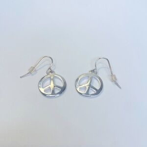 Dangly Silver Peace Sign Earrings